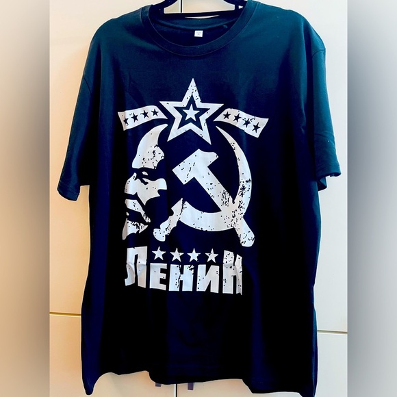 Vintage Lenin T-Shirt USSR Soviet Union Sickle & Hammer Communist Graphic XL - Picture 1 of 6